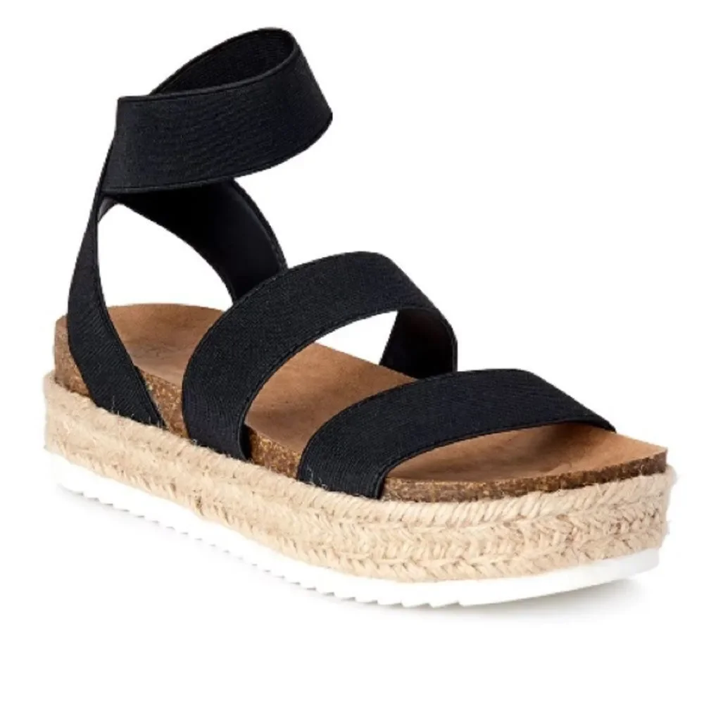 Wedge Sandals with Elastic Ankle  Strap